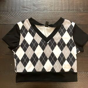 Black, White, and Gray, checkered crop top